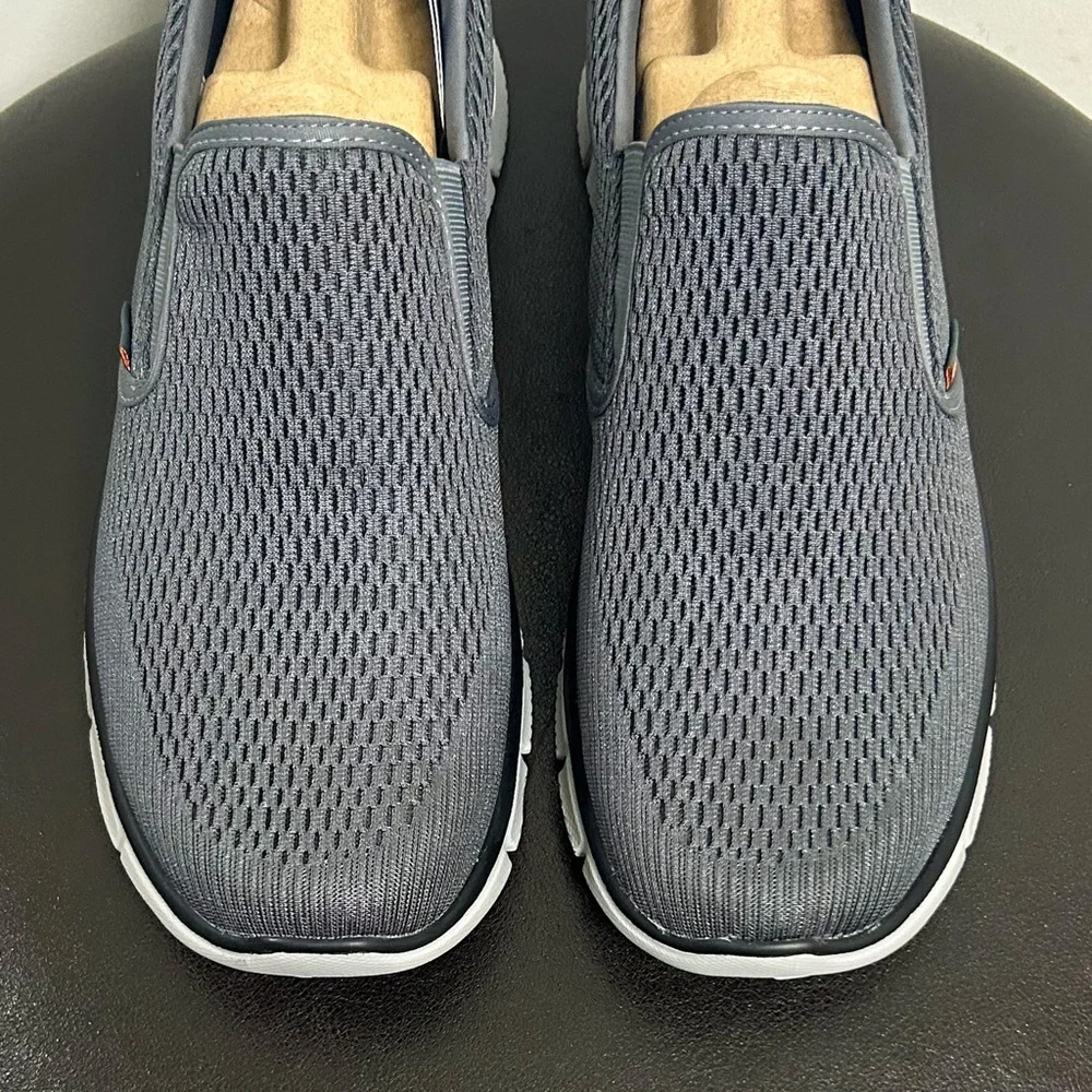 Skechers Charcoal Gray Orange Equalizer Double Play Slip On Fabric Memory Foam